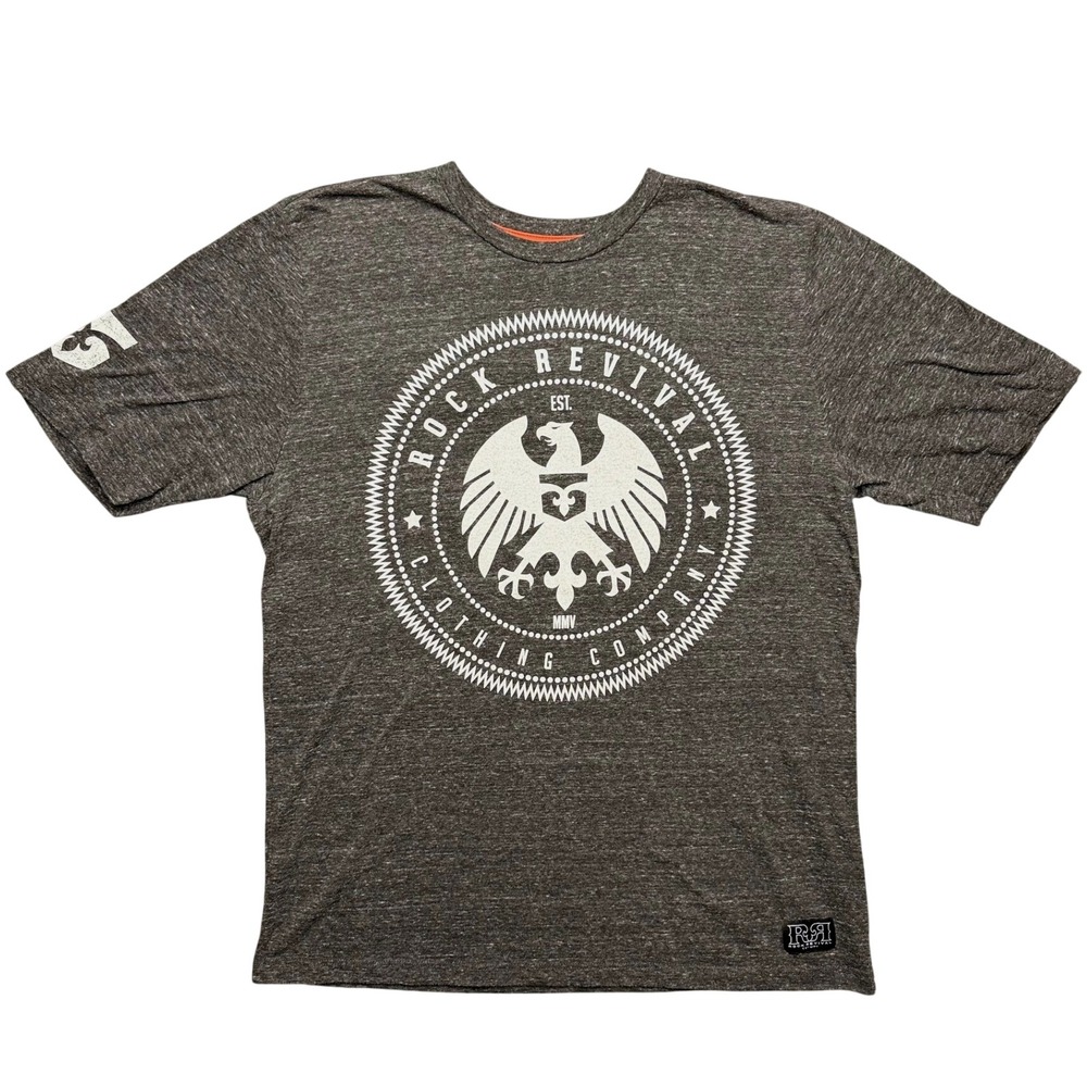 Rock Revival Graphic Tee Large Charcoal Gray Eagle T Shirt